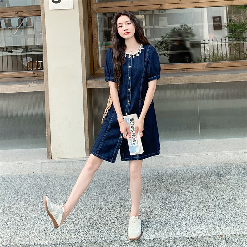 法式减龄亮片牛仔连衣裙女夏2025新款小个子超火休闲爆款绝美裙子,女装连衣裙,2D078