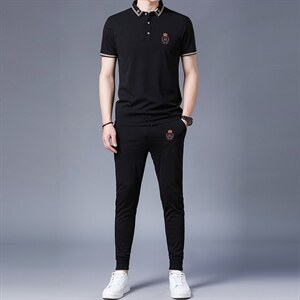 中年运动套装男夏季两件套2023新款中年宽松短袖T恤夏装运动服图片