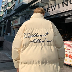 A440-1-MY8201-P80秋冬加厚潮牌字母印花撞色拉链棉服棉衣外套，男装棉衣，电商A440-1