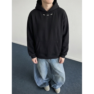 抖音得物品质二开 26春装美式高街重磅结构金属装饰连帽卫衣XS104图片