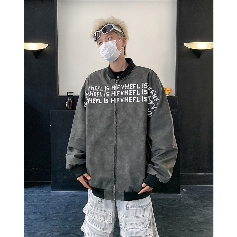 图棒球服外套美式高街字母皮衣夹棉夹克A025-Y77-P80夹棉P90,男装夹克,电商A025