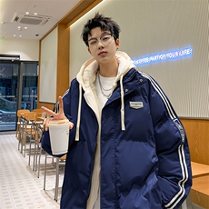 棉衣男冬季新款港风宽松假两件宽松连帽学生棉服MY8882-P82，男装棉衣，星座214-3