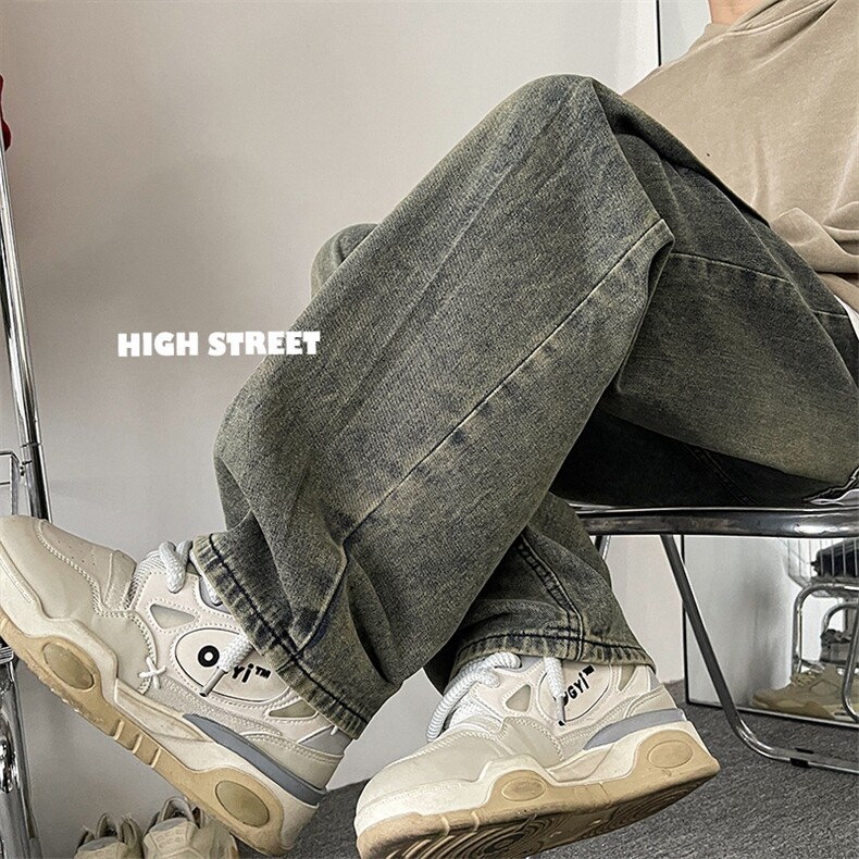 自家爆图XX315-P68-控98高街水洗设计感直筒拖地牛仔裤现货,男装牛仔裤,星座1608-1