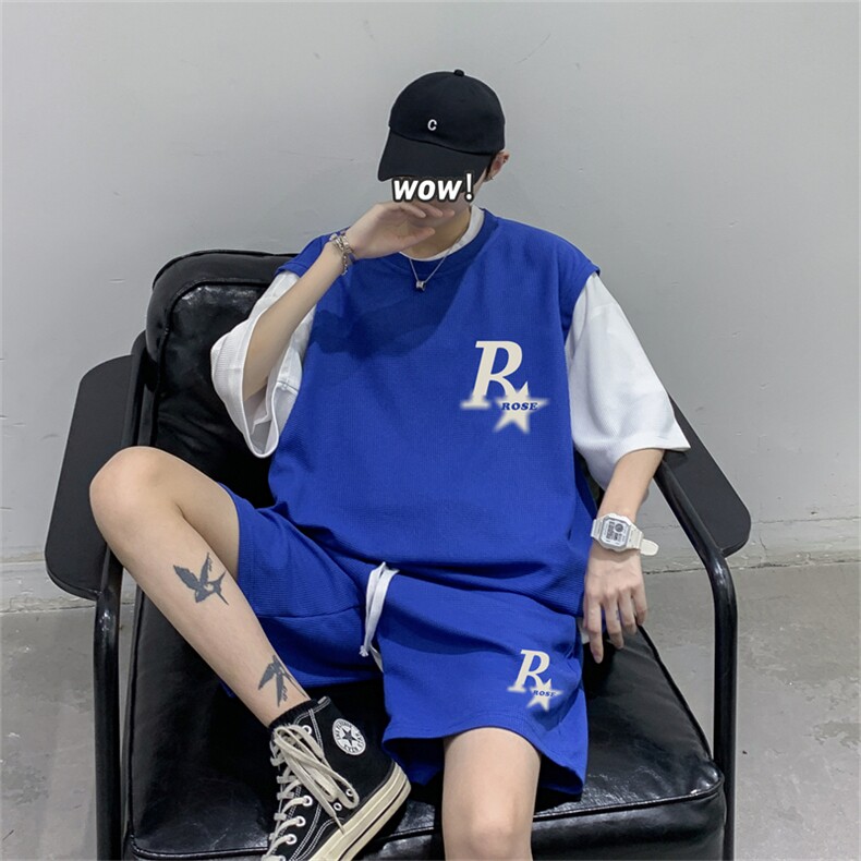 华夫格套装潮流休闲短袖短裤两件套FTZ3037-P55控78图片