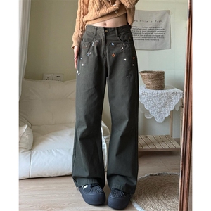 情侣款美式刺绣宽松休闲裤610A-1-LY3185-P53图片