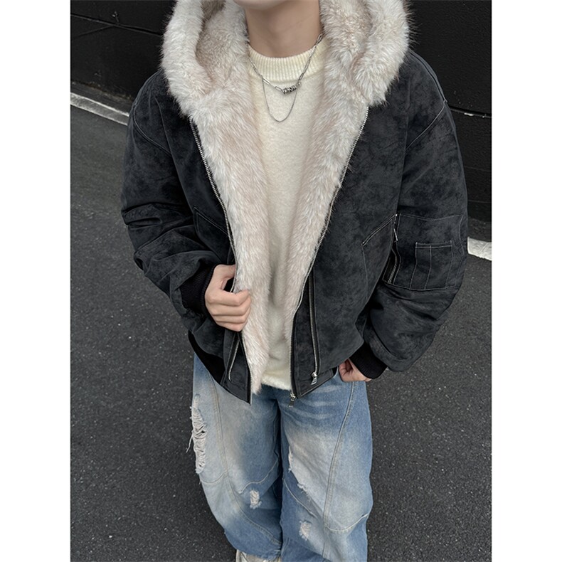 韩系高级感座山雕男女同款冬季PU皮夹棉棉服ZX45批118,男装棉衣,星座307A