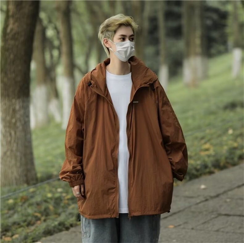 夏季日系防晒衣男女连帽防紫外线轻薄款防晒服户外冲锋衣外套,男装防晒衣,星座716-2
