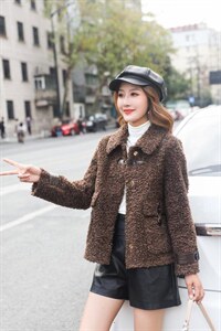 冬季新款颗粒咖啡色淑女外套,其它,水锦红