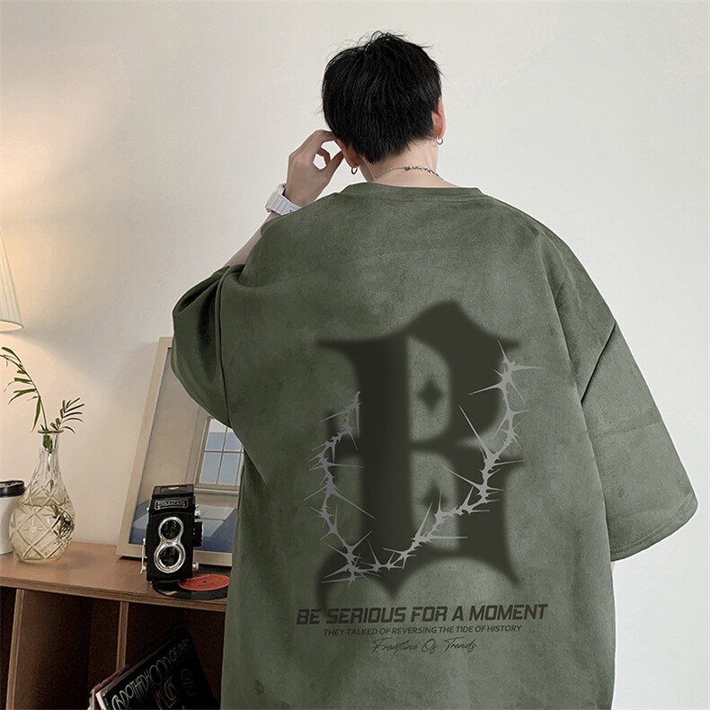 量大优可提供视频2024夏季麂皮绒短袖T恤D223A-LPT2415-P20,男装T恤,电商019-1