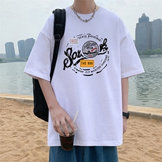 T806宽松短袖T恤男夏季2025新款半袖港风chic潮牌男生体恤衫，男装T恤，星座304A-1