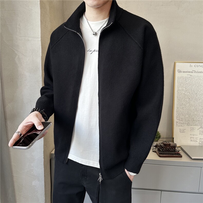 秋冬新款慵懒风高级感针织美式立领男毛衣开衫夹克外套K7732-P135,男装针织衫/毛衣,电商A237