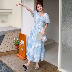 2025夏季新品韩系泡泡袖手工钉珠连衣裙2C256-9515-P145-K208图片