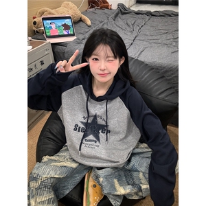 2024秋冬新款潮小清新连帽插肩袖卫衣外套男女可穿A04-P45