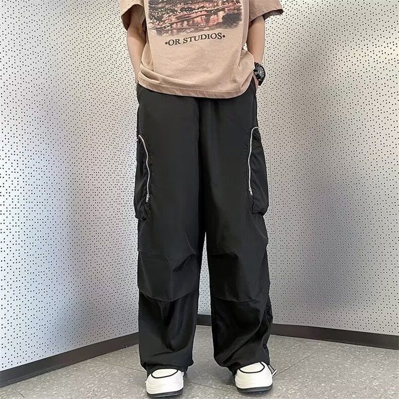 美式高街工装冲锋裤子男女潮慵懒坠感hiphop长裤伞兵裤FK65P38,男装休闲裤,星座1116-2