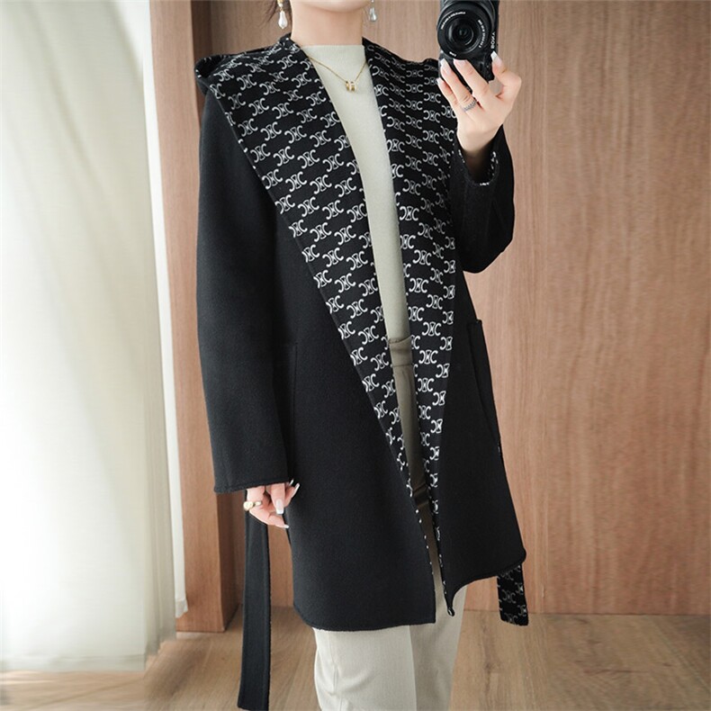 时尚百搭高级设计感经典宽松羊毛大衣，女装双面呢大衣，乾庄羊绒