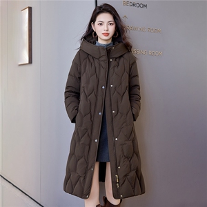韩系轻薄保暖棉袄外套加长款直筒鸭绒羽绒服冬季女小个子图片