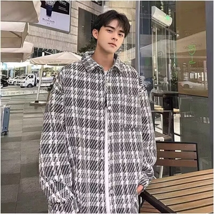 455-P49 小香风毛呢外套男短款宽松休闲百搭夹克春秋款潮牌图片
