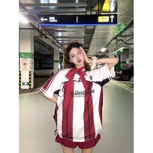 夏季新款运动足球服短袖T恤冰球服情侣装网眼印花撞色拼接t恤 T07图片