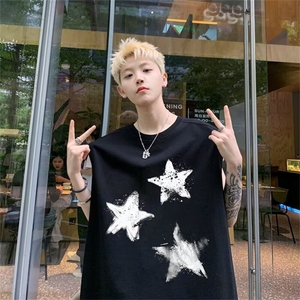 潮流少年感ins个性印花坎肩汗背心男夏季新款休闲设计感无袖上衣图片