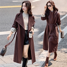 2026春装新款时尚潮流百搭气质宽松中长款皮衣外套女，女装皮衣，天丝秀