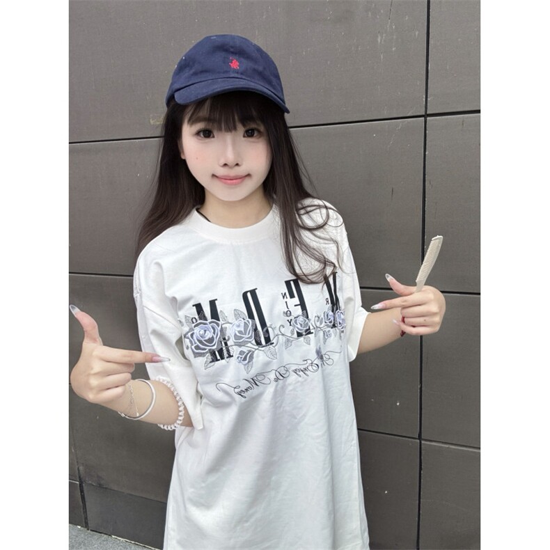 H0965-P35推荐#钉珠+刺绣休闲宽松短袖T恤,女装T恤,星座617A-2