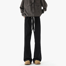 2026无影墙春季美式拼接设计感裤子男斜切微喇牛仔裤-A2289TP35，男装牛仔裤，电商B241