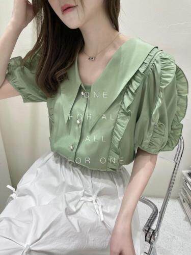 夏季新款浪漫木耳边小衫，女装，虹朵朵