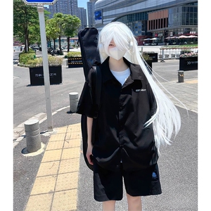 抖音得物高品质 夏季冰丝休闲衬衫 美式垂感宽松衬衫短袖ADT2102图片