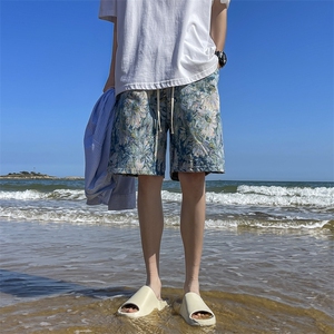 夏季新款提花冰丝短裤速干薄款宽松休闲运动沙滩五分裤图片