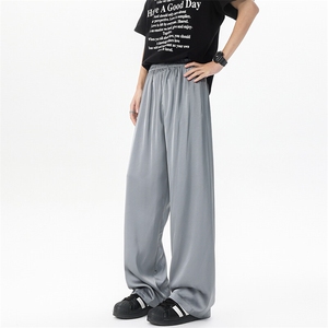 8XL-M 特大码冰丝裤醋酸阔腿裤男缎面高腰垂感防晒凉凉裤K979P45图片