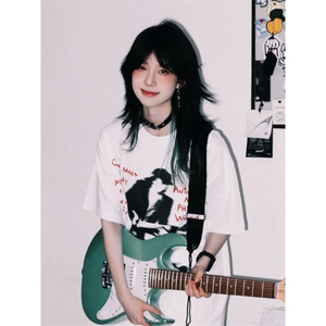 T0733-P25 潮乐队主唱纯棉印花短袖 男女款潮夏季宽松上衣短袖图片