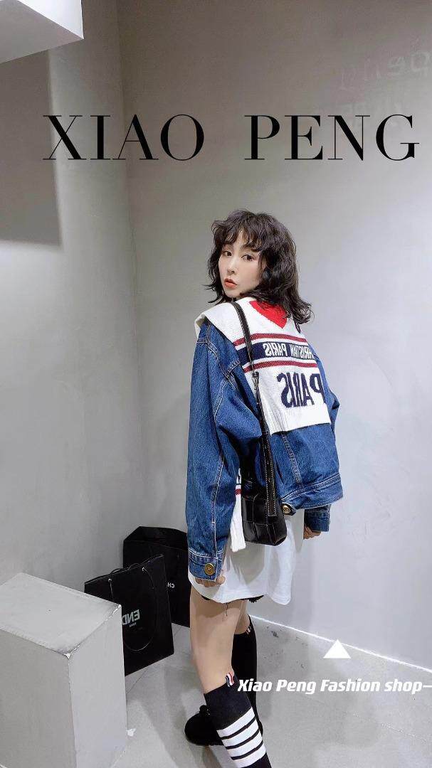 针织披肩牛仔外套，咖兰两色，其它，衣生缘