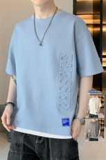 冰氧仿棉短袖店主风体恤夏季休闲百搭刺绣纯色男上衣TC3148-P24，男装T恤，星座717