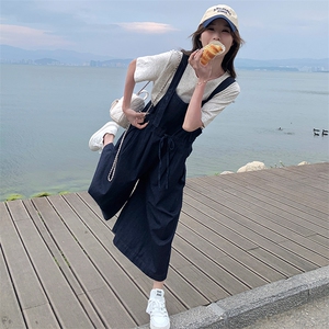 牛仔背带裤裙裤套装女夏季2025新款短袖T恤韩系减龄小个子两件套图片