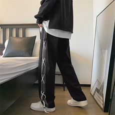 新款时尚潮男百搭宽松侧边抽绳休闲裤，男装休闲裤，四季星座218-1