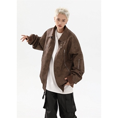 港风大码日系复古纯色麂皮绒翻领夹克男XZ213-JK9906-P118控138，男装夹克，星座213