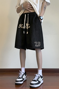 抖音直播品质 宽松麂皮绒五分裤男短裤X416b-1-DK369-P45限58图片