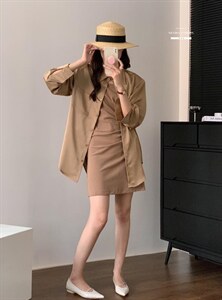 香丽迪网红chic高级感丝滑醋酸外披两件套图片
