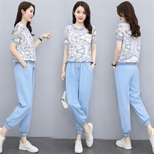 冰丝运动套装女2023新款夏装搭配时尚洋气修闲高端品牌专柜两件套，女装套装/套裙，关键词