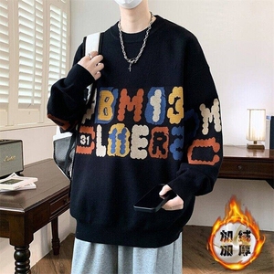 84557加绒-特P65秋冬加绒毛衣男针织打底衫字母提花图片