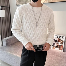 圆领毛衣男生宽松潮流慵懒风毛衫线衣菱形个性时尚打底针织衫S601，男装针织衫/毛衣，星座1116A-2（原606A-1）