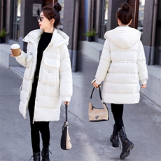 现货新款女冬装宽松休闲时尚通列减龄加厚保暖抽绳连帽棉衣外套，女装棉衣/棉服，韩美纤衣