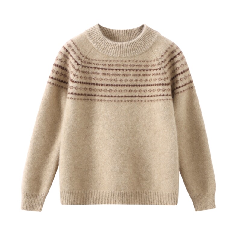 新款百搭花纹提花常规休闲羊毛套衫，童装儿童羊毛衫，鑫贝羊绒