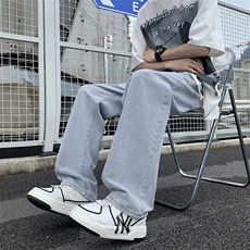 港风夏款男牛仔裤纯色直筒宽松休闲长裤加大码S-5XLNK5080P30，男装牛仔裤，星座1013-1