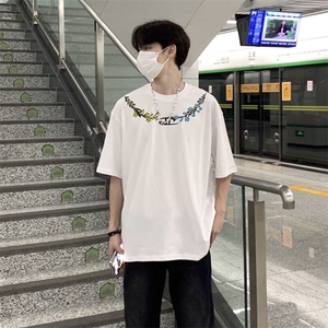 万针全刺绣解构设计260克重磅双纱纯棉高品质美式高街短袖T恤特33图片