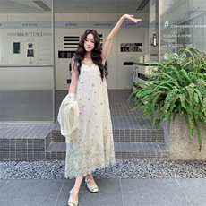 26春新款现-法式度假风针织无袖连衣裙套装2630-P190K308，女装套装/套裙，2B190