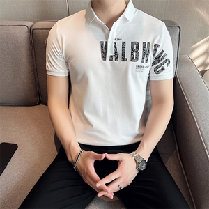 2024夏季新款 英伦风高品质修身刺绣POLO衫冰丝短袖T恤男D238-p48图片