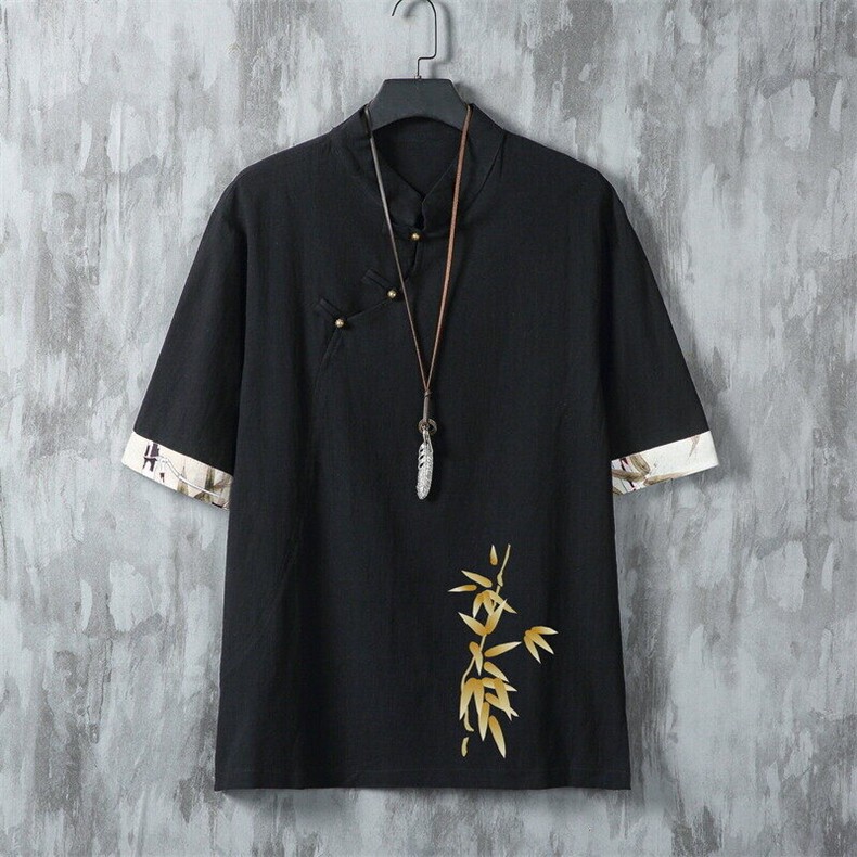 男士衬衫五分袖衬衣中袖印花立领唐装风XZ1512-241627-P35,男装衬衫,星座1512