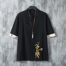 男士衬衫五分袖衬衣中袖印花立领唐装风XZ1512-241627-P35，男装衬衫，星座1512