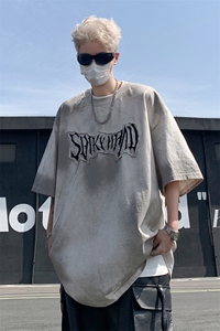 做旧脏色短袖T恤 美式复古夏季潮流情侣上衣 XZ514-2-202432-P68图片